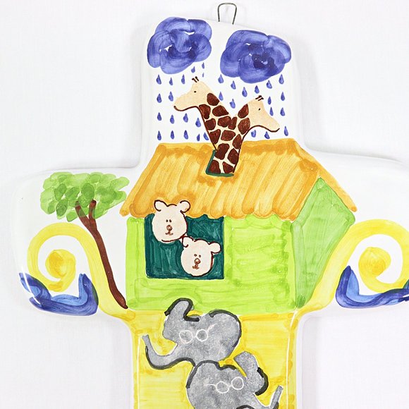 Noah's Ark Nursery Cross Boozell Collection Baby Terracota Mexico Hand Painted - Picture 2 of 11